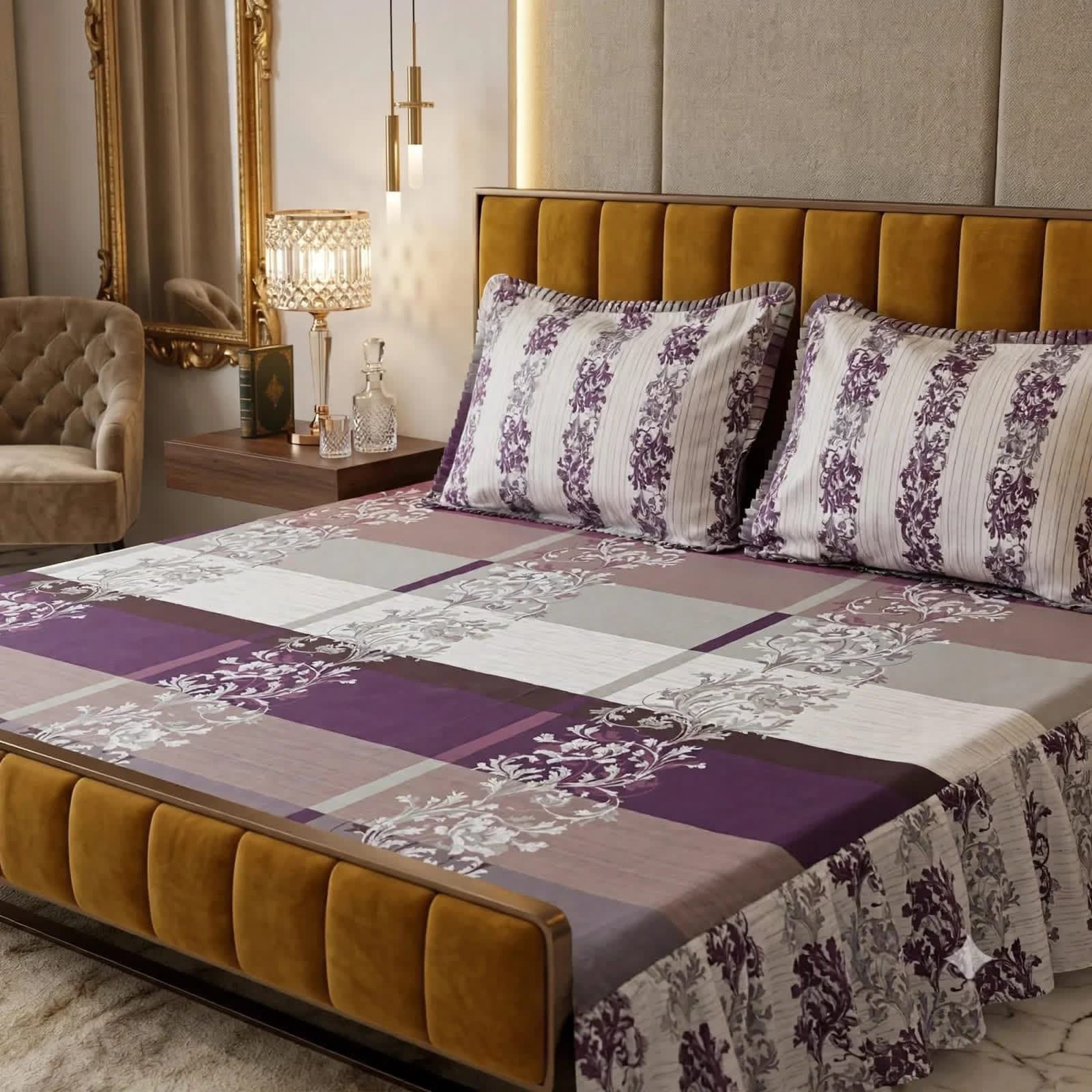 Luxury Printed Cotton Bedsheet Set - Design 10