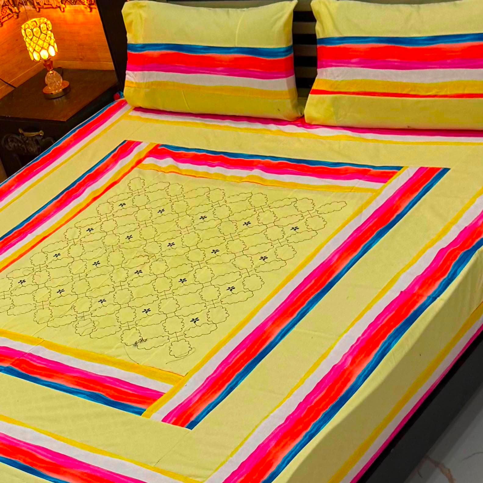 Luxury Printed Cotton Bedsheet Set - Design 20