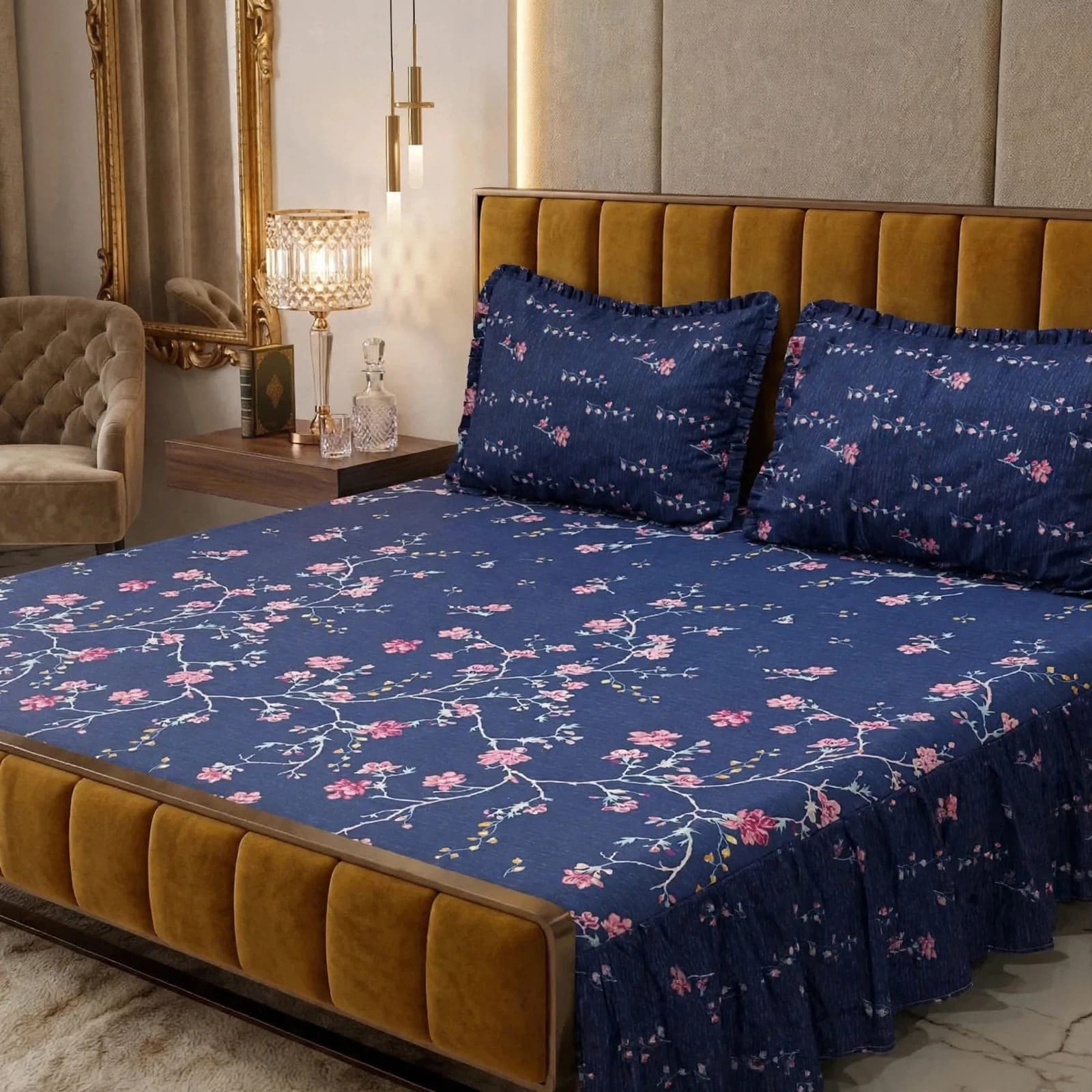 Luxury Printed Cotton Bedsheet Set - Design 8