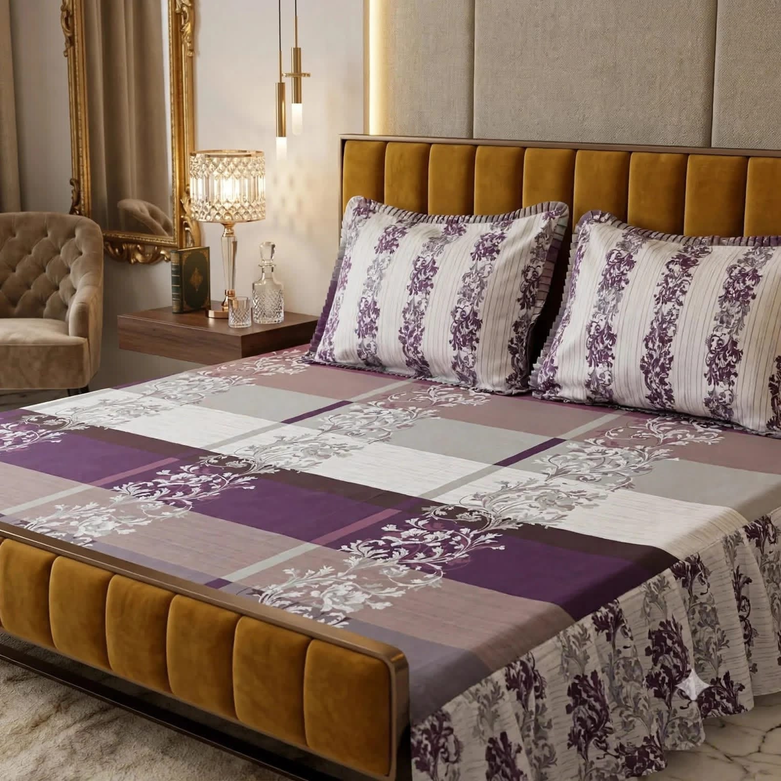 Luxury Printed Cotton Bedsheet Set - Design 10