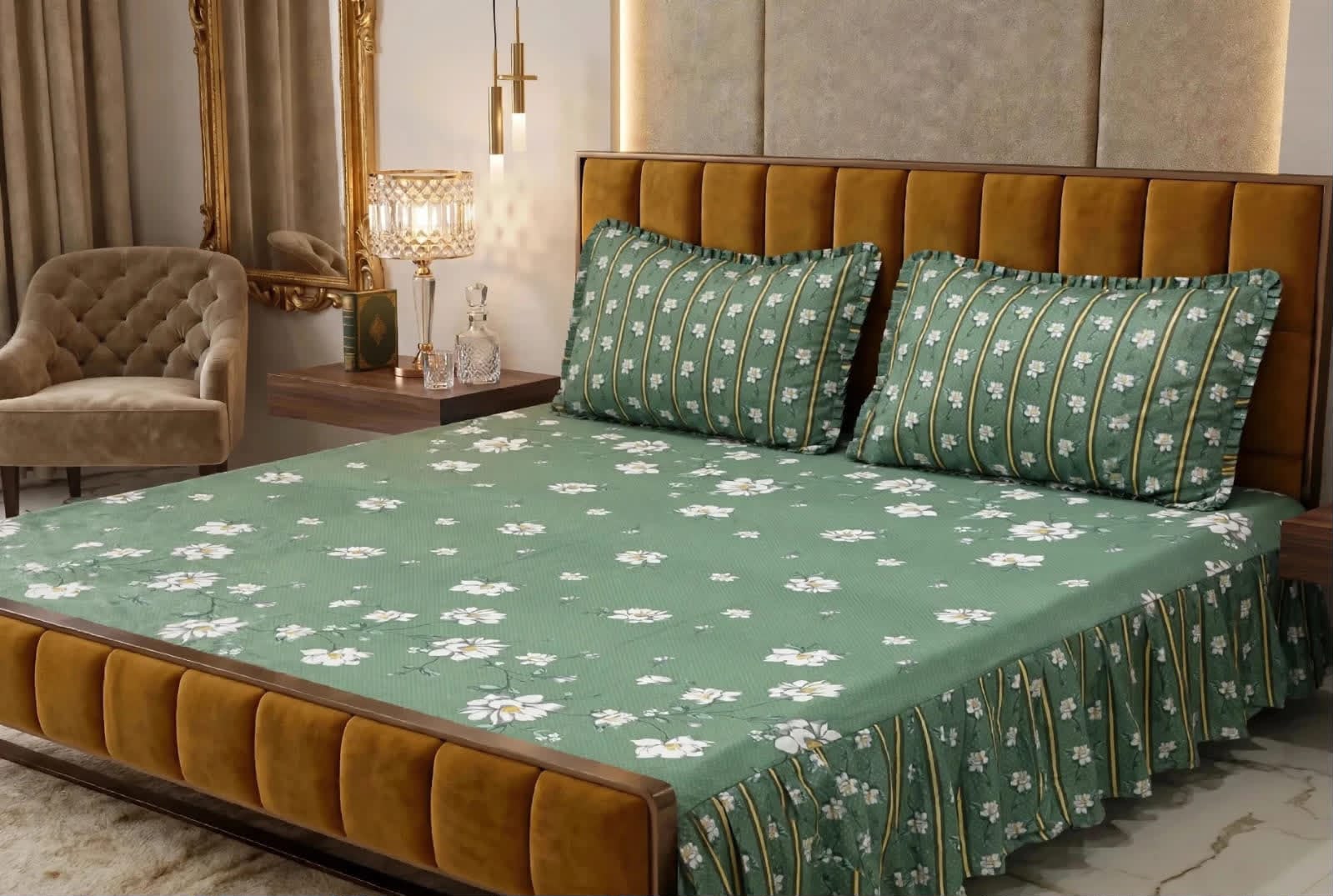 Luxury Printed Cotton Bedsheet Set - Design 11