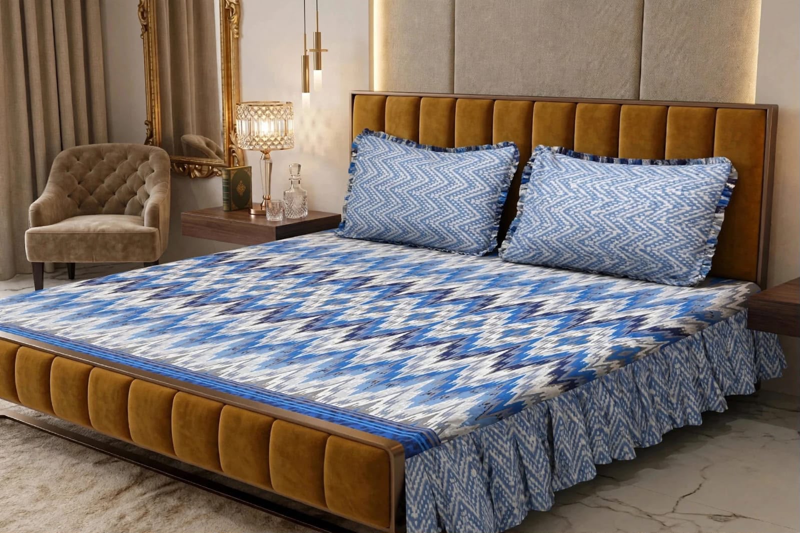 Luxury Printed Cotton Bedsheet Set - Design 13