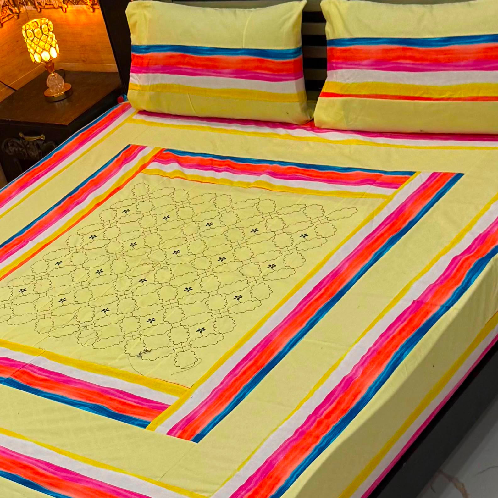 Luxury Printed Cotton Bedsheet Set - Design 20