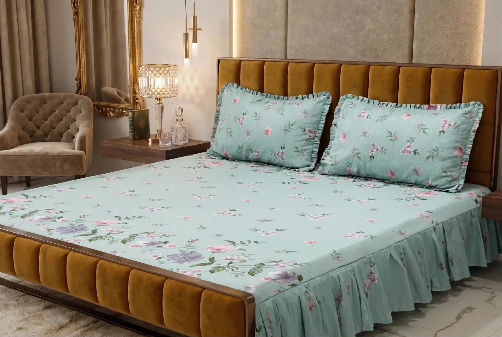 Luxury Printed Cotton Bedsheet Set - Design 3
