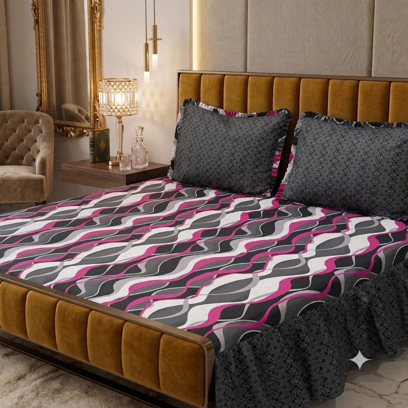 Luxury Printed Cotton Bedsheet Set - Design 4