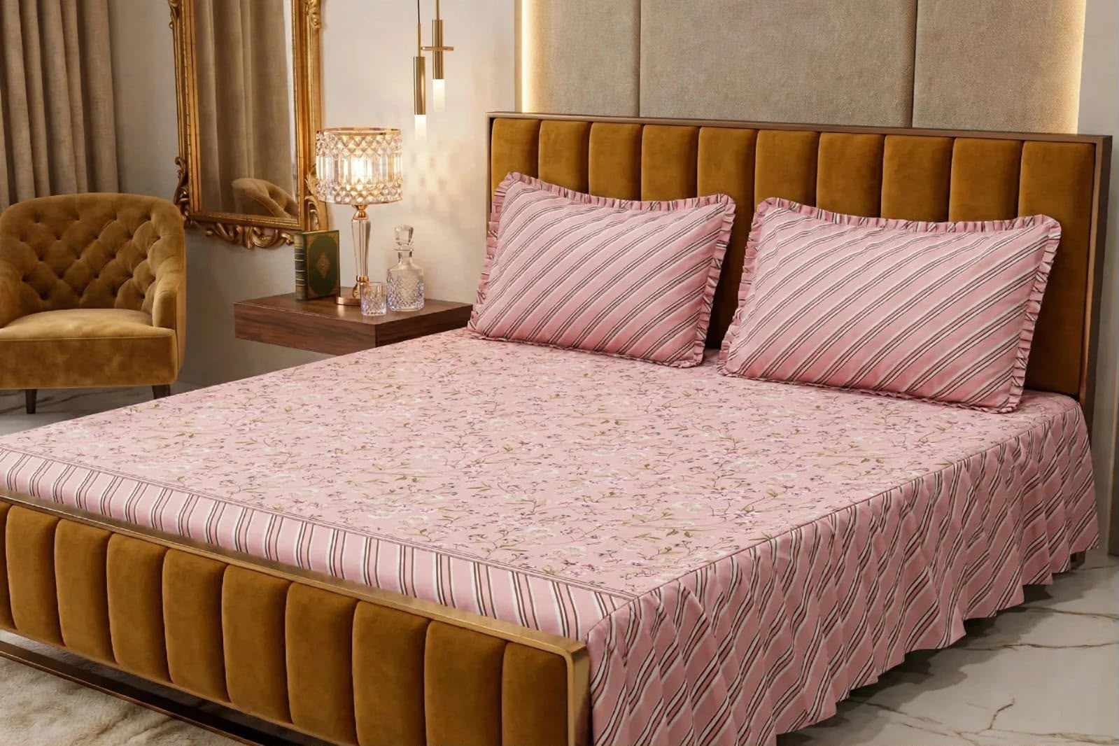 Luxury Printed Cotton Bedsheet Set - Design 6