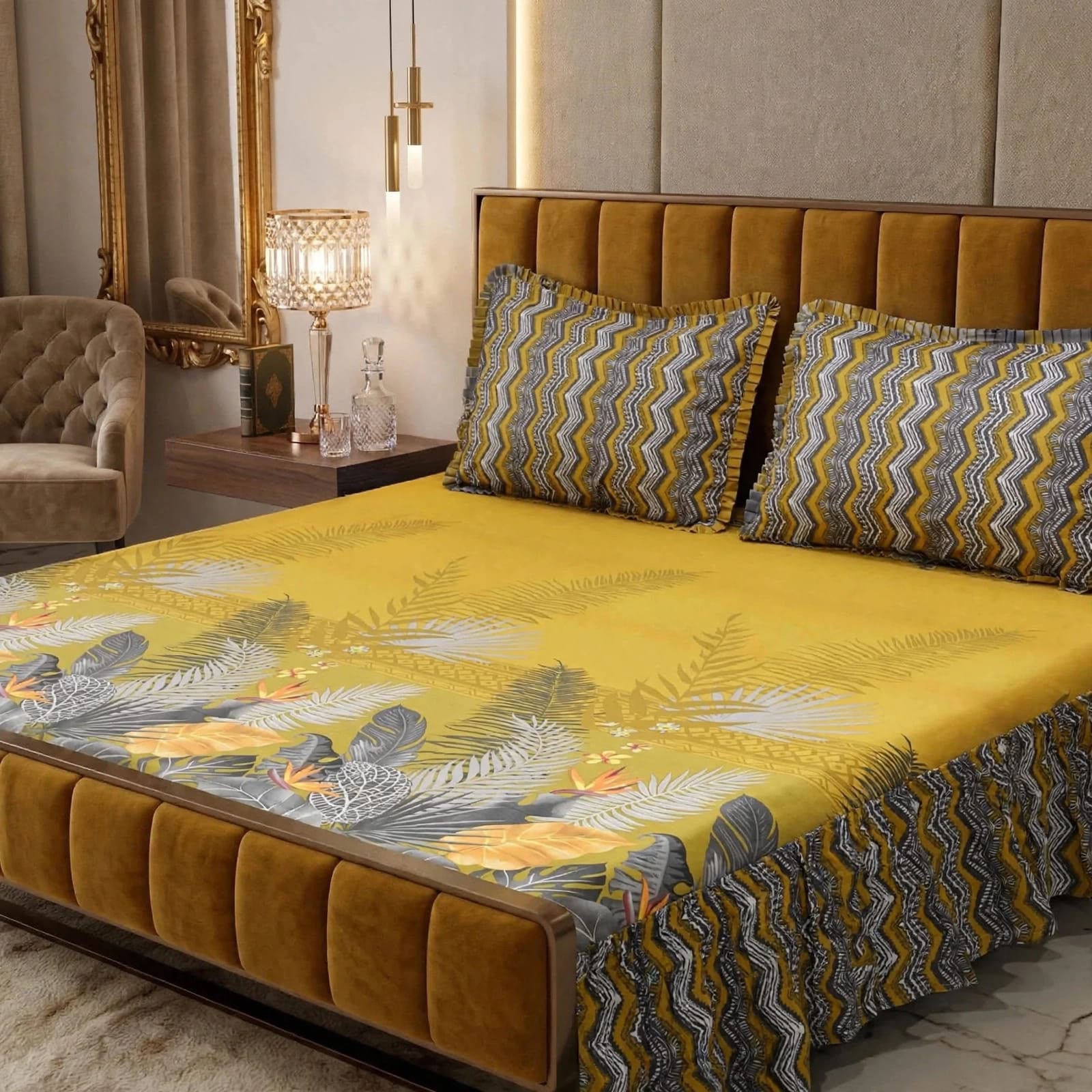 Luxury Printed Cotton Bedsheet Set - Design 7
