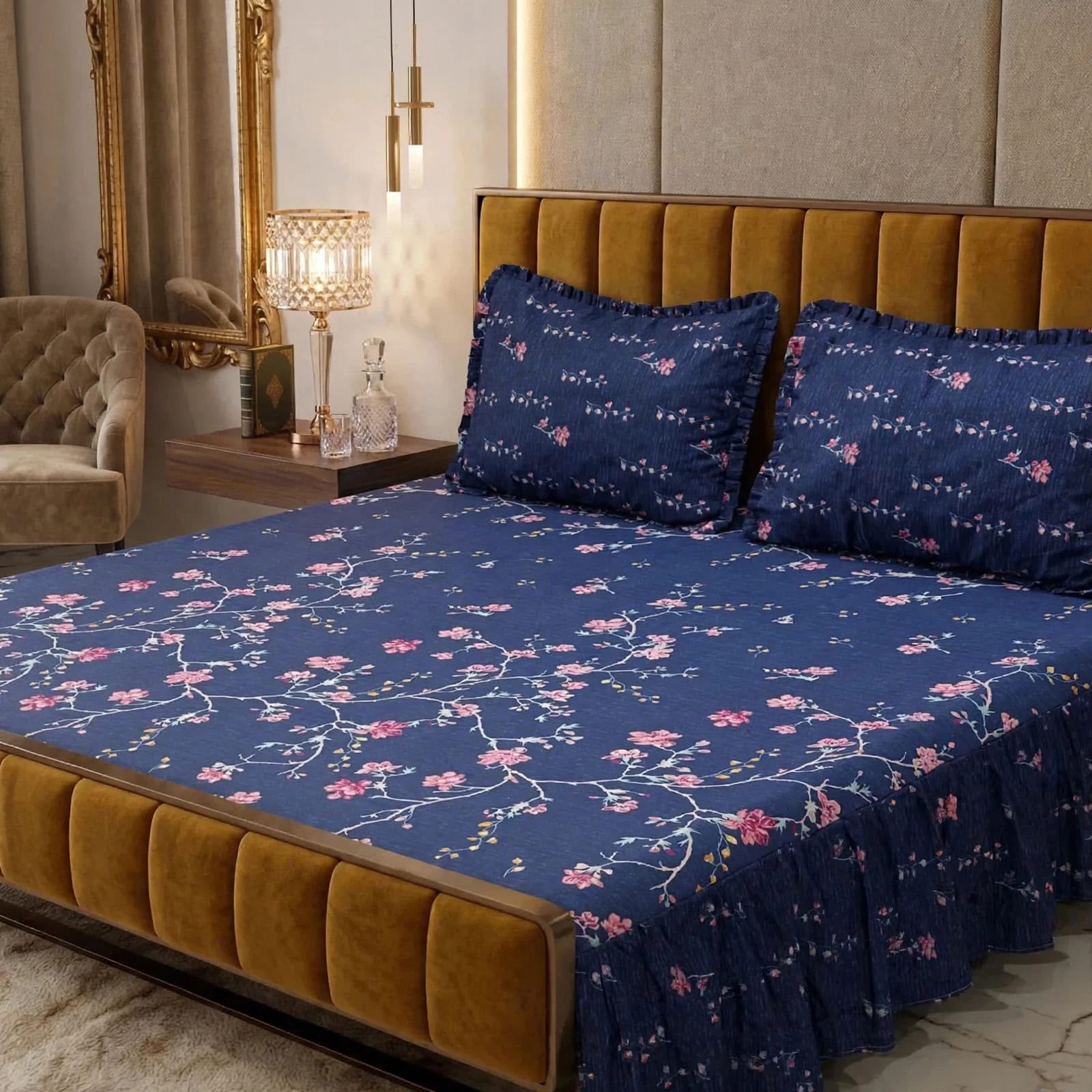 Luxury Printed Cotton Bedsheet Set - Design 8