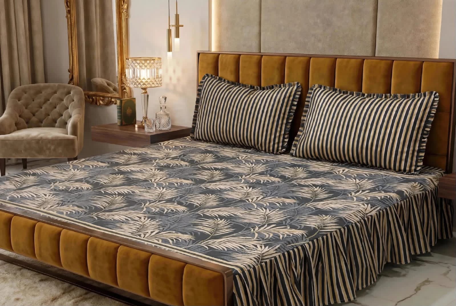 Luxury Printed Cotton Bedsheet Set - Design 9