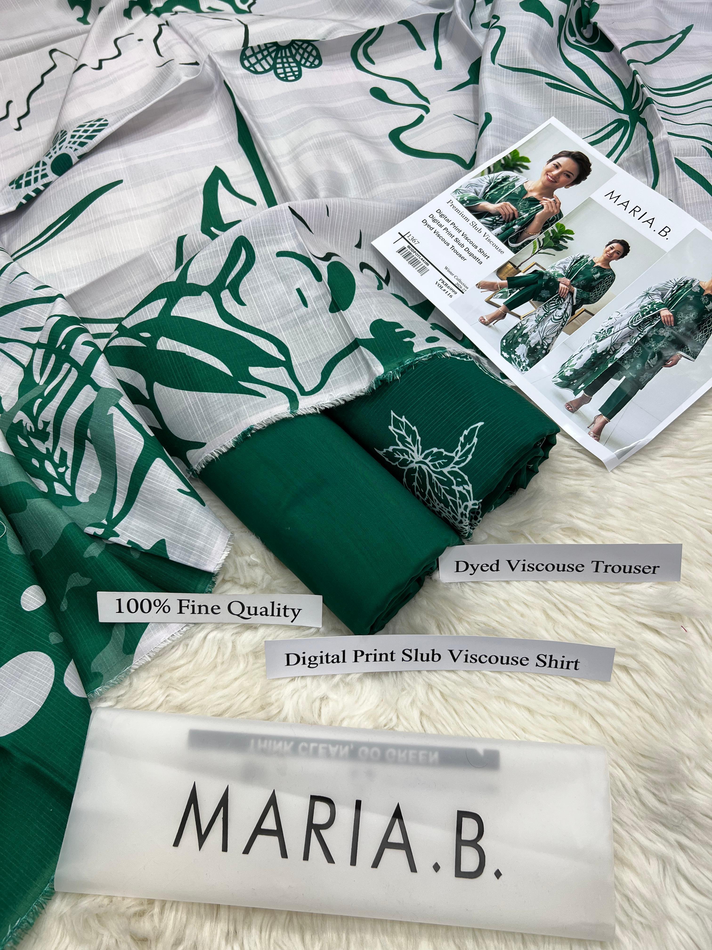 Maria B Premium Airjet Slub Viscose 3PC - Design 13