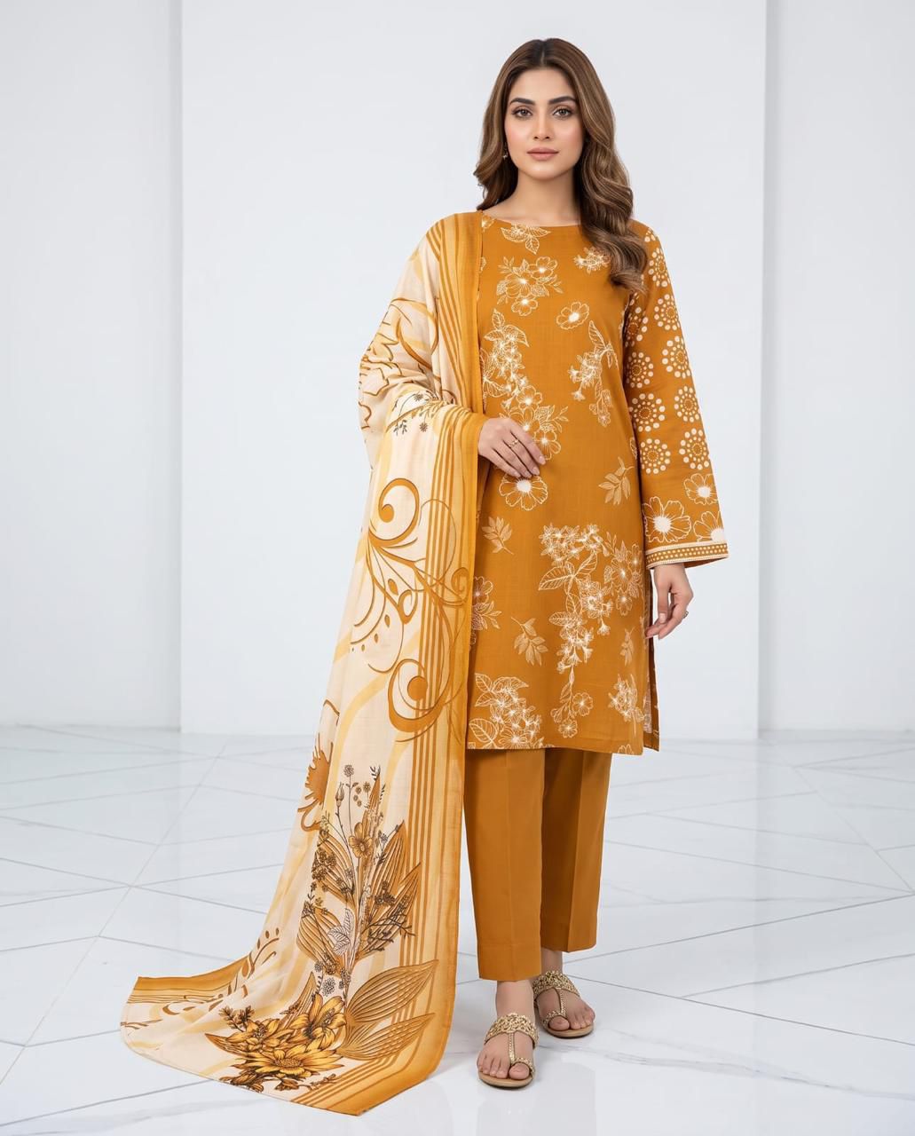 Maria B Premium Airjet Slub Viscose 3PC - Design 3