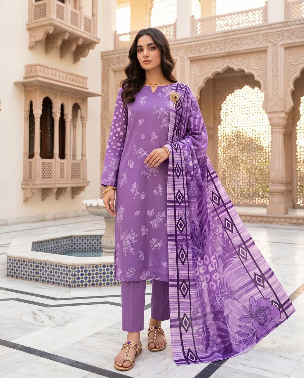 Maria B Premium Airjet Slub Viscose 3PC - Design 5
