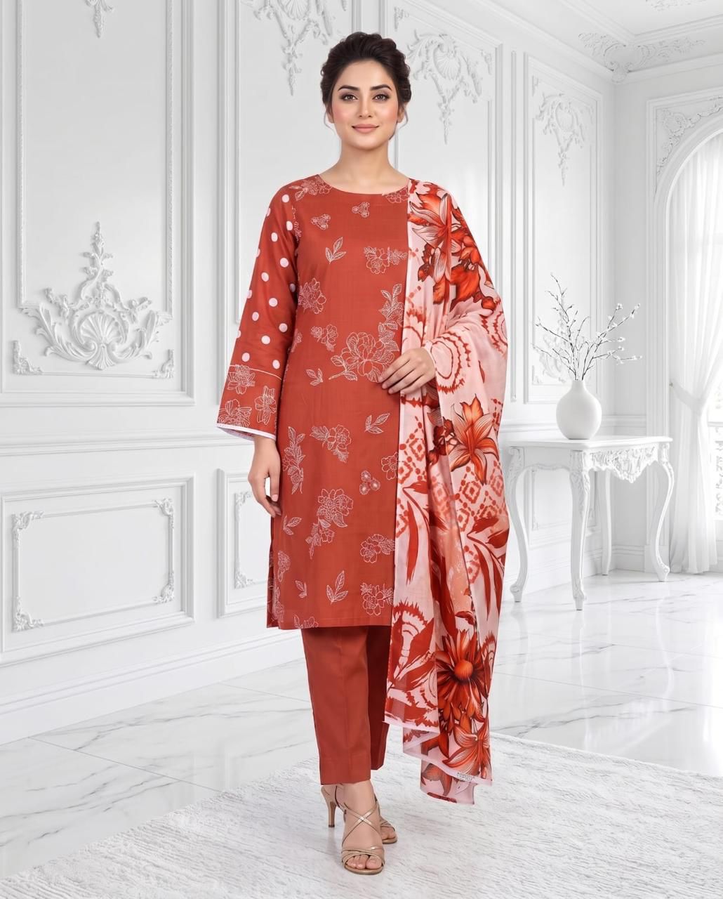 Maria B Premium Airjet Slub Viscose 3PC - Design 6